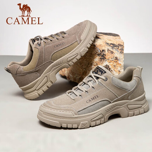骆驼（CAMEL）登山鞋秋冬季新款男鞋加绒厚底休闲鞋徒步户外工装鞋 GE12237125沙色 38