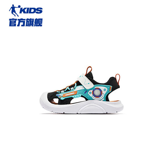 Jordan Boys Sandals Children's Summer Baotou Children's Shoes Children's Breathable Beach Shoes Black/Spring River Green 28