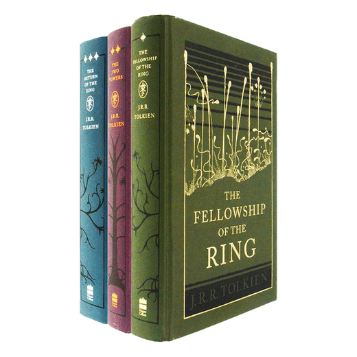 The Lord of the Rings 3 volumes original English novel The Lord Of The Rings gold/silver/copper foil cover hardcover edition The Lord of the Rings trilogy J. R. R. Tolkien English version