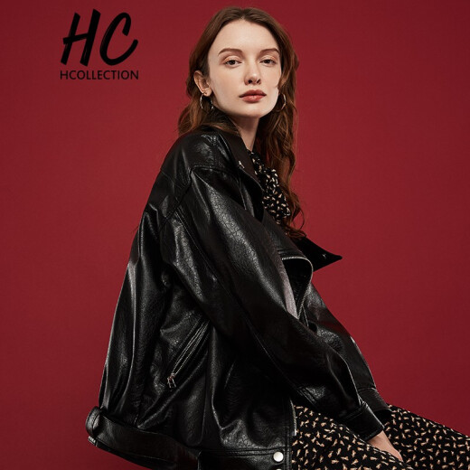 Hcollection2020 women's autumn clothing new loose slim versatile motorcycle student cool autumn and winter jacket leather coat female HU201023妦blackL