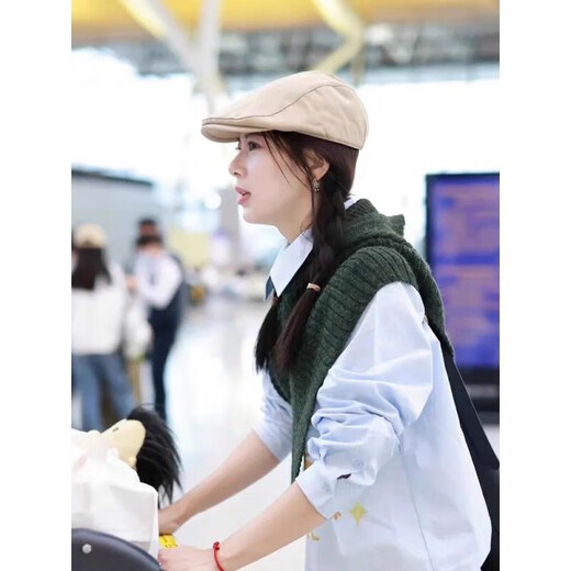 Sumubai (Somubay) Zhao Zhaoyi même chapeau de front rétro pour les femmes au printemps et en été minces décontractées et polyvalentes, un petit chapeau de journal BERET BEIGE M (56-58 cm)