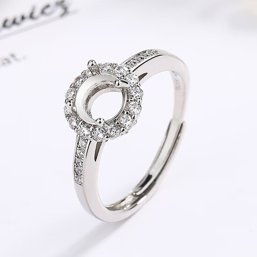 OIDSG ethnic style classic women's ring empty support inlaid with gemstones emerald diamond round oval ring egg surface 2 platinum plated oval 7×9 Lao Fengxiang same style