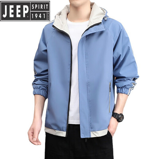 Jeep Spirit/Jeep Herren-Stand-up-Halsband Dünne Mantel Männer Frühling und Herbst 2022 neuer Trend 683 Hatless Black, M.