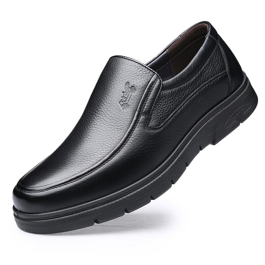 
Classic Car (WECKER) autumn and winter cowhide men's shoes for middle-aged and elderly daddy leather shoes for men soft leather round toe cover feet non-slip casual leather shoes for men plus velvet LYC9901M black [add fleece to keep warm] 38