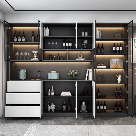 Muxituo Sideboard Light Luxury Modern Simple Living Room Storage Cabinet Cupboard Kitchen Storage Cabinet Wine Cabinet Home Tea Cabinet Style 7 200*40*220 Comes with Sensor Light