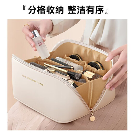 Bolsa de maquillaje Wilkie Portable para mujeres 2025 Nuevo valor de viaje de alto valor Bolsa de almacenamiento Box de maquillaje de gran capacidad Al albaricoque de alta gama tamaño blanco