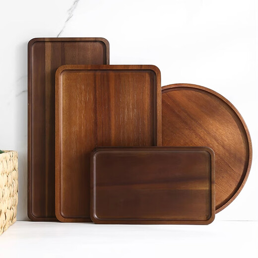 Punol Japanese-style household acacia wood solid wood rectangular tray wooden cup holder water cup tea tray storage plate dinner plate small acacia wood tray single