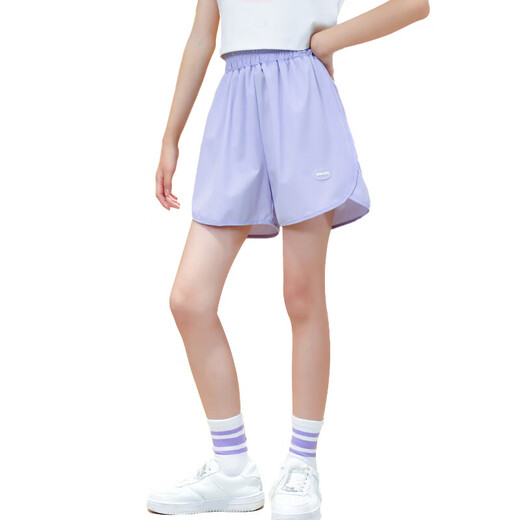 小猪彼特女童网红炸街套装夏儿童夏季洋气短袖短裤女孩休闲运动夏装五分裤 18410紫色+9889白色 120 cm