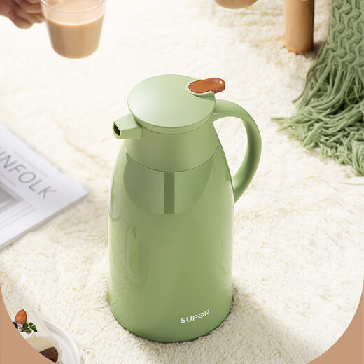 
SUPOR thermal insulation kettle glass inner liner hot water kettle household insulation kettle water bottle large capacity water kettle thermos thermos bottle [glass red bile] matcha green 1L
