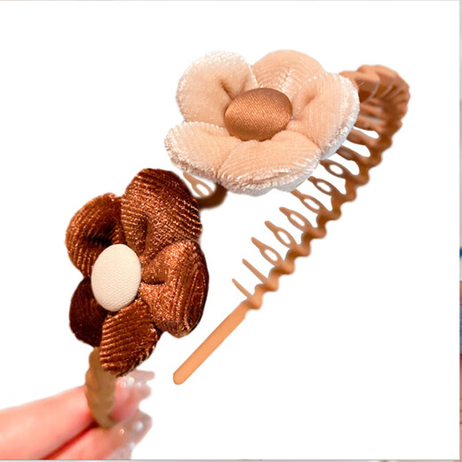 BARY REEF children's brown hairband girls with teeth non-slip girls 2024 new style headset hair card headband baby headband women's dark coffee rabbit ears