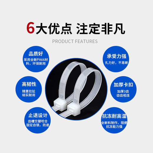 LTS国标尼龙扎带自锁式电脑装机理线带束线带园艺线缆固定捆扎大号小号绑带绳易拉得100条 黑色3*100国标2.5mm宽 100条