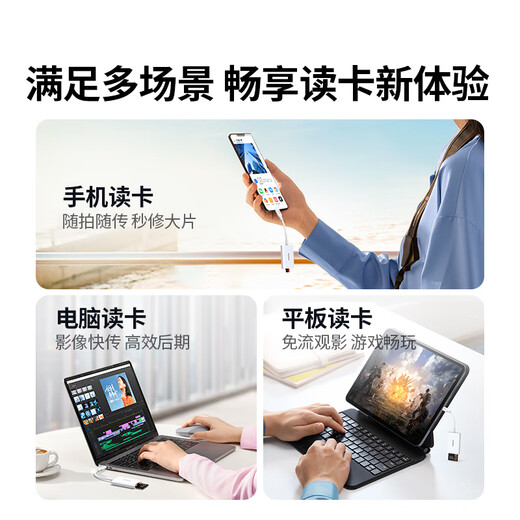 Greenlink Type-C3.0 card reader, suitable for Apple 16/15/iPad/mobile phone, compatible with UHS-I/II card, SD/TF dual card slot, universal USB-C computer/ccd camera