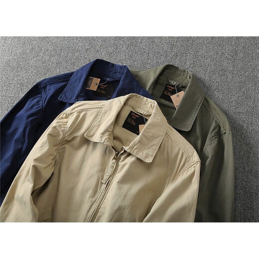 Ranwei Ferre American Casual Jacket Herren Spring- und Herbst-Dünnstil mittleren und jungen Arbeitskleidung vielseitig Einfacher Revers-Top Khaki-13068 L Empfohlen 120/140jin [Jin ist 0,5 kg]