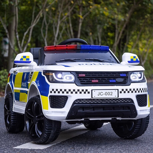 Kein Spiel, ein Elektroauto für Kinder, Allrad-Allradauto, Männer und Frauen mit ferngesteuertem Spielzeugauto können in einem Baby-Polizeiauto, Kinderauto [Flaggschiff] Allradantrieb + Foam Wheel + Ledersitz, sitzt