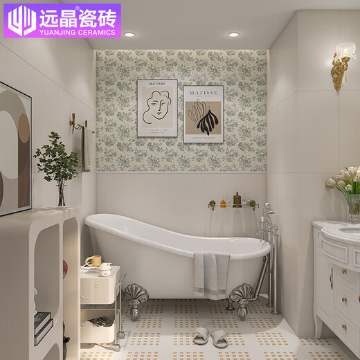 远晶卫生间瓷砖300x600墙砖厨房法式复古连纹花砖地砖南洋风瓷片广东 FW3519P-哑光全瓷-300*300