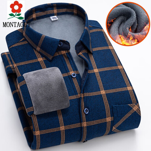 Mengtejiao 2024 Winter Neues Samt verdickte langärmlige Hemd für Herren Hemd Plaid Casual Trend mittlerer Zentimeter-Hemd 9902 l