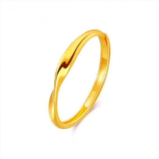 Erli pure gold 999 Möbius ring ring, light luxury, simple glossy plain ring gold ring, male and female couple ring, Möbius ring, about 0.6g, opening can be