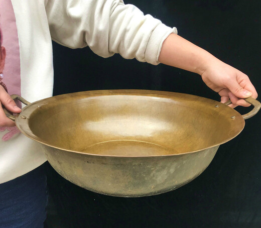 ULKNN copper pot household brass old-fashioned handmade cooking pot hotel donkey-hide gelatin pot thickened double-eared medicine pot copper hot pot Chongqing (diameter 33 cm) 2.2 Jin Jin equals 0.5 kg open flame use