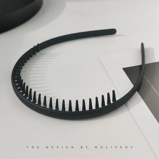 Zhuo Keke simple black face wash headband for women summer makeup with toothed bangs for broken hair headband non-slip pressure hairpin medium teeth matte black