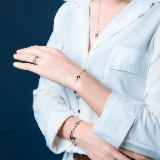 Pt.Charm platinum bracelet women's light luxury round Sansheng III pt950 new platinum extension bracelet as a gift for wife, ready stock 2.70-2.80g, chain length 16+3CM