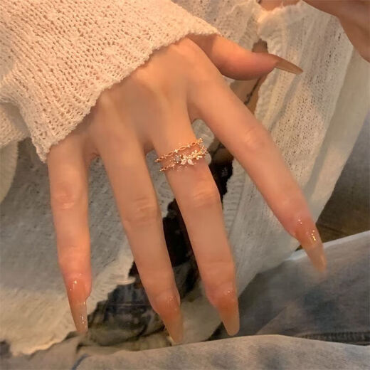 库班猪玫瑰金超仙蝴蝶戒指女ins小众设计轻奢精致指环开口潮 玫瑰金蝴蝶戒指