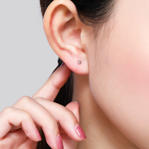 Jamie PT950 platinum earrings for ear care-Yuanzhu Doudou pt950 platinum earrings-a pair of about 1-1.2 grams