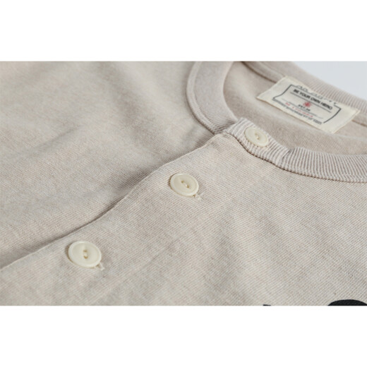 AK ARMY Summer New Ami Kaji Henry Neck Short Sleeve T-shirt Men's Casual T-shirt Base Shirt American Retro Short Sleeve Apricot M
