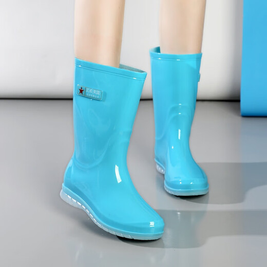 Chaussures en caoutchouc à tube moyen pour femmes pour femmes Bottes de pluie antidérapantes imperméables usureur semelle plate et assurance du travail de travail en plein air