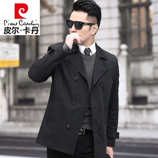 Pierre Cardin 2026 Autumn New Men's Windbreaker Short Spring and Autumn Trendy Business Casual Fashion Youth Suit Collar Jacket Black M 170