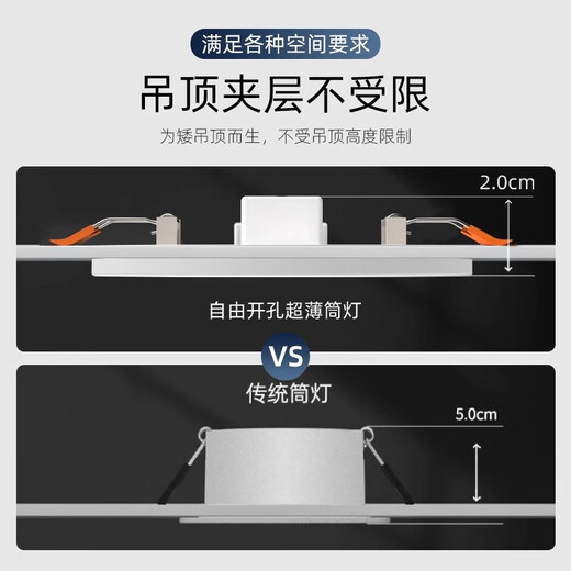 Fanyao ultra-thin high-power commercial LED downlight embedded free opening household grille living room hole light 21W-neutral light-Y