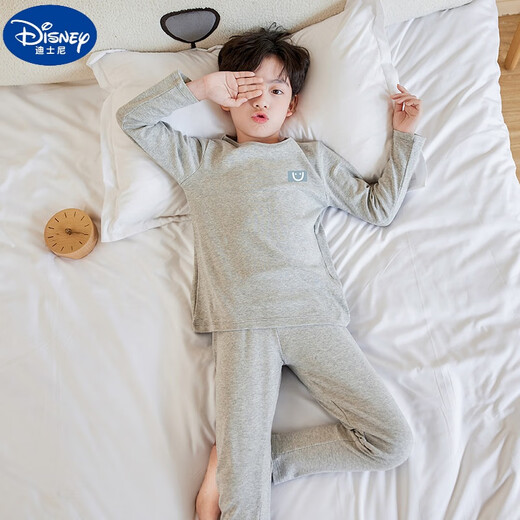 迪士尼（Disney）儿童秋衣秋裤全棉a类男童保暖内衣套装纯棉秋冬童装中小童棉毛衫 纯棉（A类秋衣秋裤）D679-蓝色 150码身高140-145cm  11-12岁