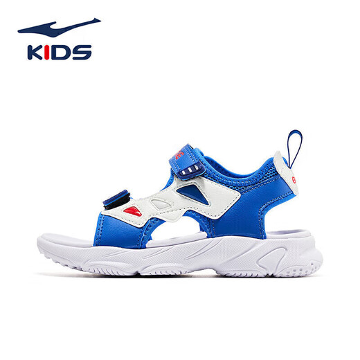 Hongxingerke (ERKE) children's shoes neutral children's sandals children's color spliced ​​leak-toed sandals white/interstellar blue 31