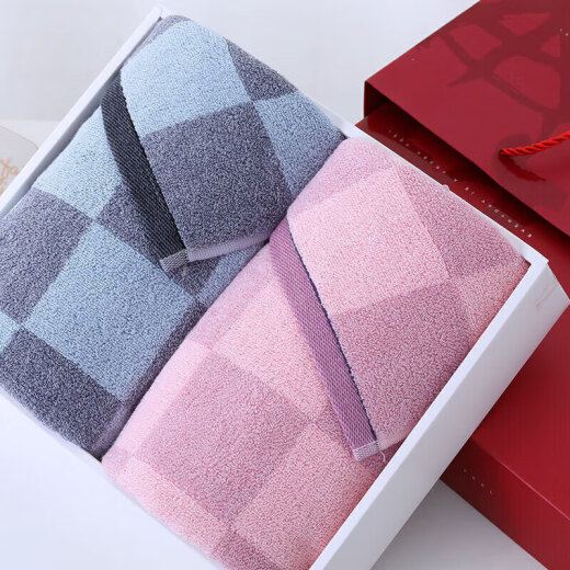 Gold towel gift box antibacterial pure cotton thickened cotton absorbent water towel gift box set 2 pieces 115g/piece