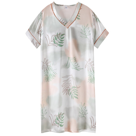 Modal summer nightgown for women ice silk cool pajamas imitation silk thin short-sleeved medium-length home clothing dress fashionable MDF9923 M