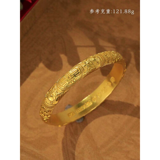 Miyan gold-plated 18k ancient gold-colored animal-faced bracelet with happy characters, palace-style high-value hand-engraved double bat holder bracelet
