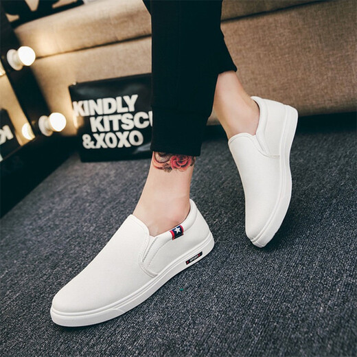 Zapatos de lona de siglo rojo y verde zapatos de trabajo suave y transpirable para hombres zapatos blancos de moda y versátiles zapatos perezosos zapatos casuales f08 blanco 42