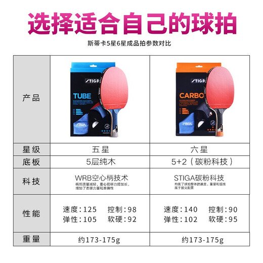 Stiga table tennis racket 6 stars professional Carbon Stiga finished product shoot beginners horizontal shot straight shot single shot six stars horizontal shot / long handle [professional fast attack]