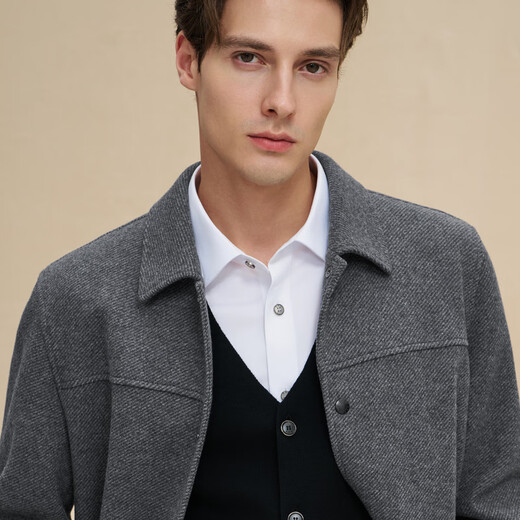 EMZ Ordos [with wool] new men's jacket business commuter casual lapel grey woolen jacket