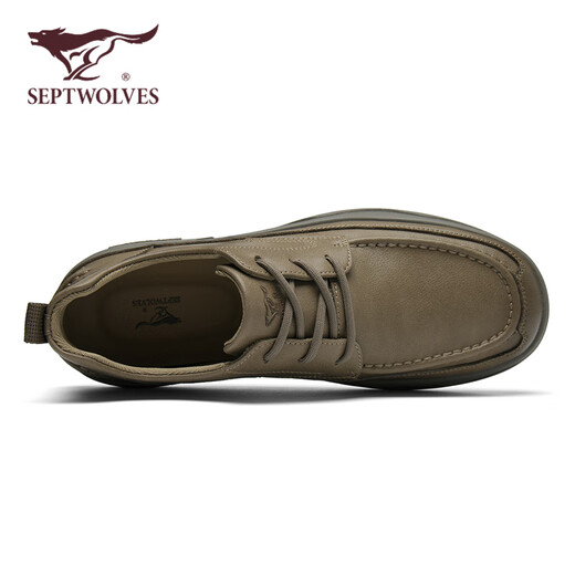 Septwolves men's shoes winter 2025 new casual leather shoes men's cowhide breathable soft sole business casual shoes commuting to work leather shoes khaki 40
