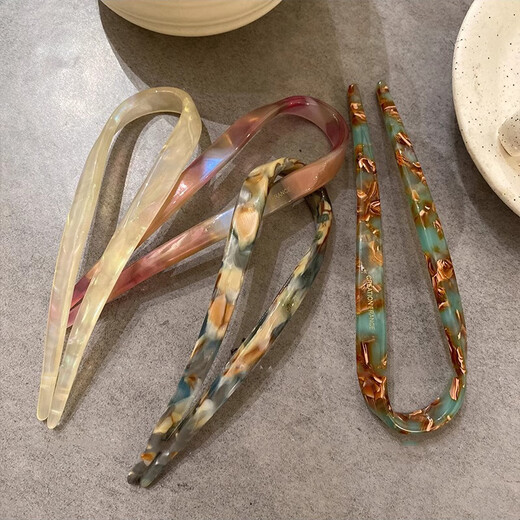 Mansheng simple acetic acid u-shaped hairpin for women, high-end, cute and cute ball head artifact hairpin hairpin 2025 new headwear ins mermaid white