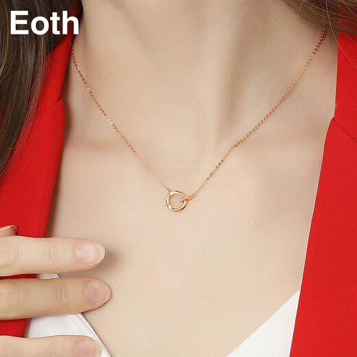 Eoth18K gold Möbius ring necklace for women interlocking color gold clavicle chain rose gold pendant 2022 new style birthday gift for girlfriend on Valentine's Day 520 gift 18K rose gold Möbius ring necklace + certificate