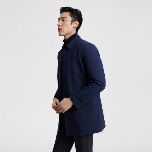 YOUNGOR Jacket Men's Down Windbreaker for Young and Middle-aged Men with Goose Down Liner Removable Two-Wear Windbreaker Navy L 175/96A