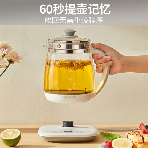 九阳（Joyoung）养生壶迷你玻璃花茶壶煮茶器 12大功能11档温度 0胶水恒温电热烧水壶1.5L 1506BQ