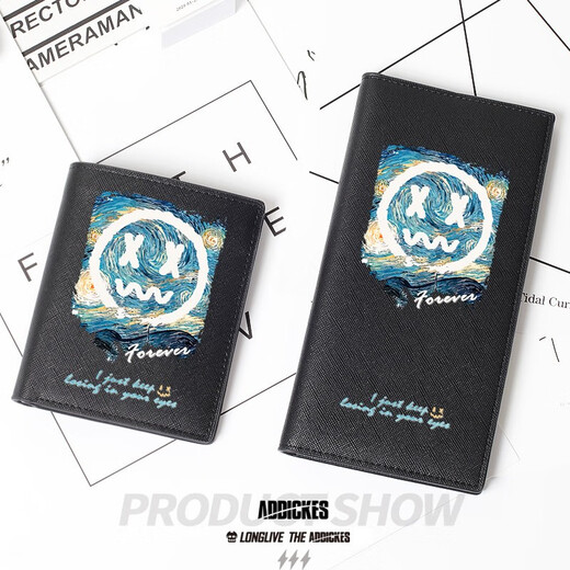 Flo Cat Van Gogh Starry Sky co-branded trendy brand personality creative trendy fashion teen student wallet card holder two-in-one boys short style Starry Sky Forever