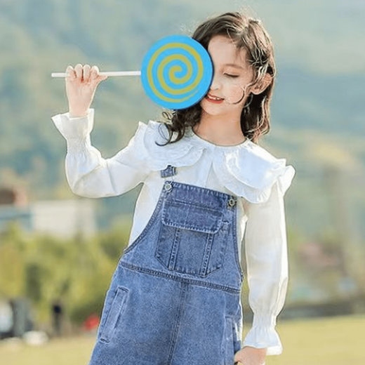 Ainolun children's overalls for girls, middle-aged and older, 9 to 12 years old, little girls, autumn clothing, versatile, casual, spring and autumn jeans, trendy Korean style, big children's pants, autumn style, girls' outer trousers, autumn clothing, overalls, single piece 110, recommended height 100-110cm