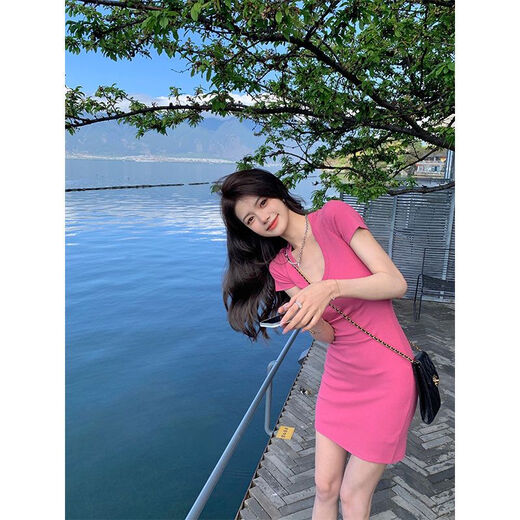 素优米（SUYOUMI）新款辣妹气质超显瘦小个子修身连衣裙遮肚收腰包臀裙短裙子夏季 乄乄黑色759 S