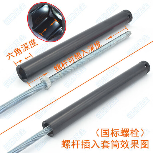 XMSJ1/2 electric wrench extended sleeve head wind cannon 14/19/22/26/27mm woodworking hollow hexagonal tool 12155mm (1/2 hexagonal sleeve thin model