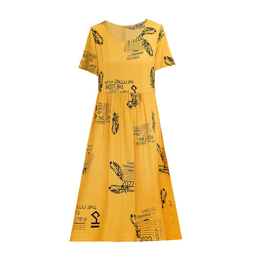 Wixuan kleine Mutter Baumwollseide kurzärmeliges Kleid mit mittleren Längen mittleren Alters mittleren Alters mittleren Rocks mittleren Alters und ältere Frauenkleidung 40 Jahre alt 50 Frauen Nr. 1 681 Inschrift XL [Vorschläge 95-115 Jin [Jin gleich 0,5 kg]] Alle Größe