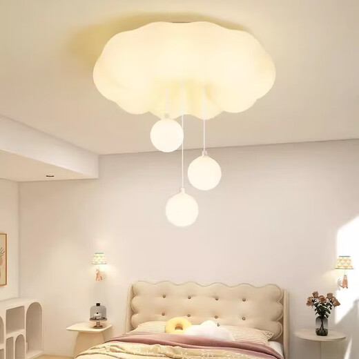 森繁法式南瓜吸顶灯艺术吊球全光谱护眼奶油风卧室灯温馨浪漫中山灯具 M231017-45CM蝴蝶结 三色变光