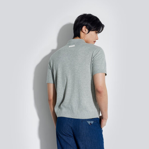 Gap men's spring loose polo collar short-sleeved skin-friendly sweater solid color sweater 890973 gray L 175/96A Asian size